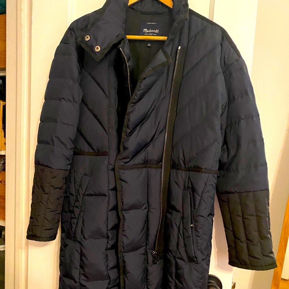 Madewell puffer coat navy/black